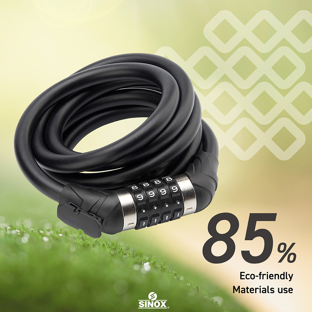 WL0654 Combination Coil Cable Lock for Bikes, Made from Eco-Friendly PCR Materials WL0654 Combination Coil Cable Lock for Bikes, Made from Eco-Friendly PCR Materials