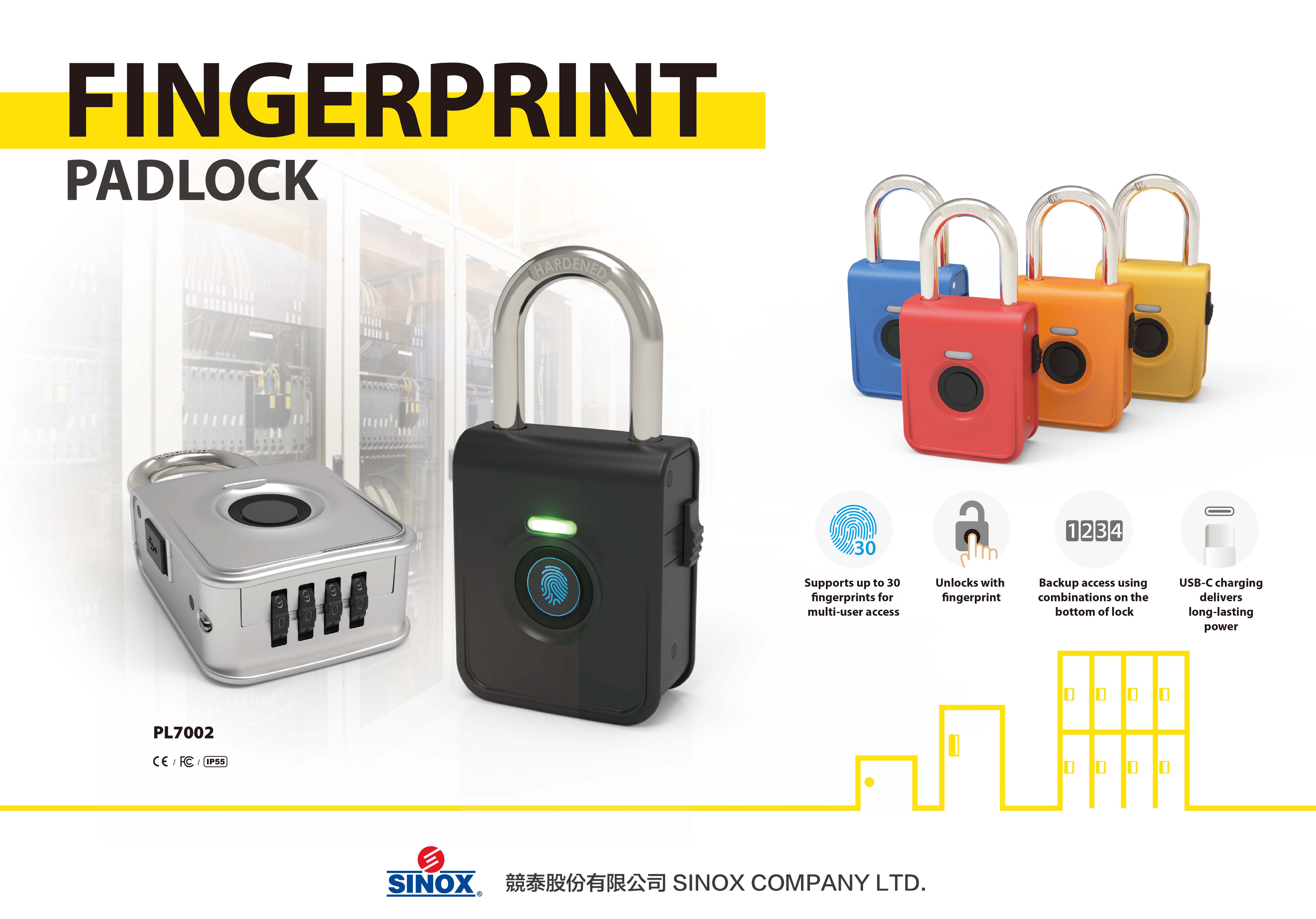 SINOX PL7002 Fingerprint Padlock