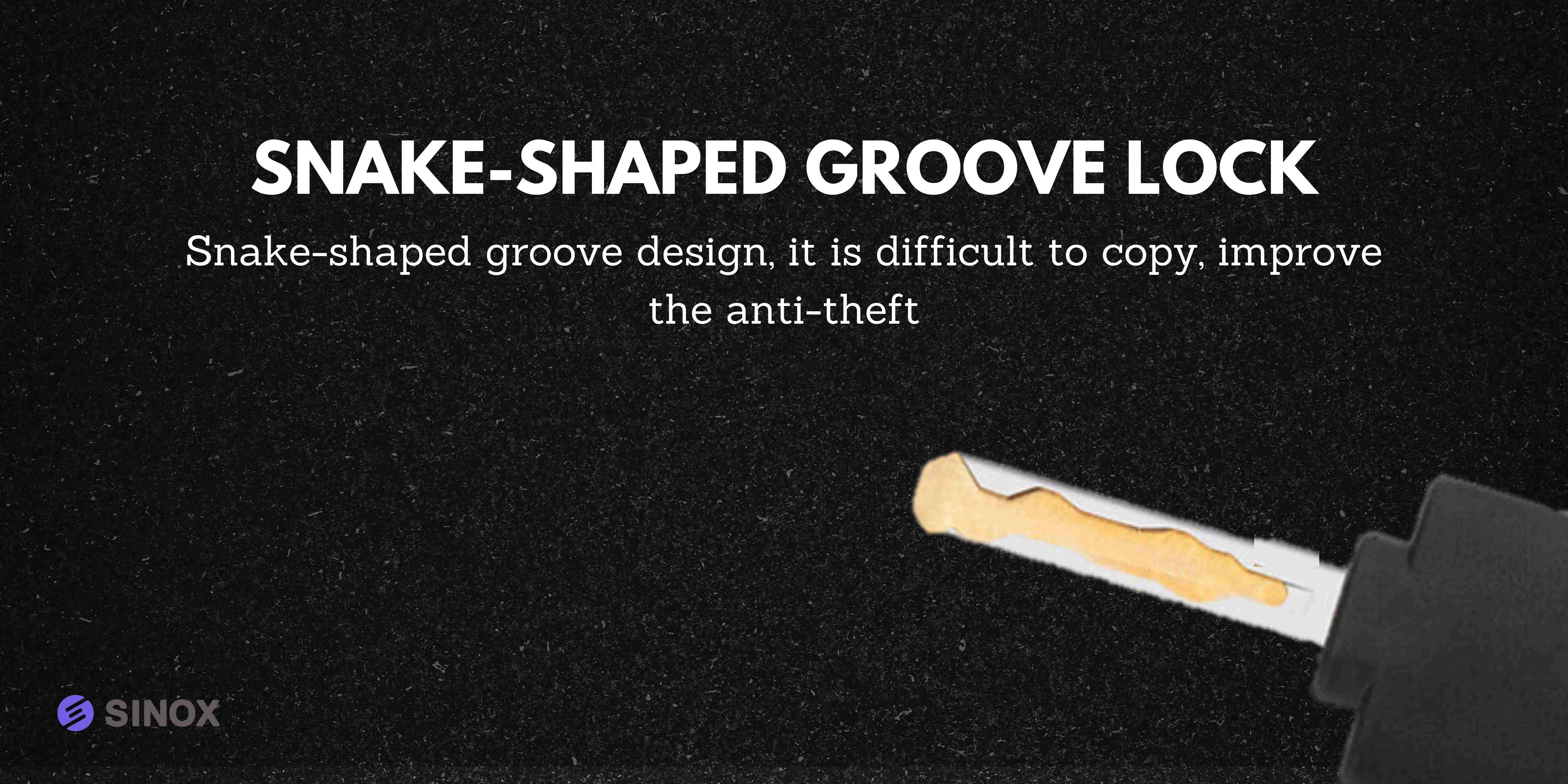 An illustration of a snake groove lock cylinder, showcasing its intricate serpentine grooves designed to enhance security and resist lock picking.
