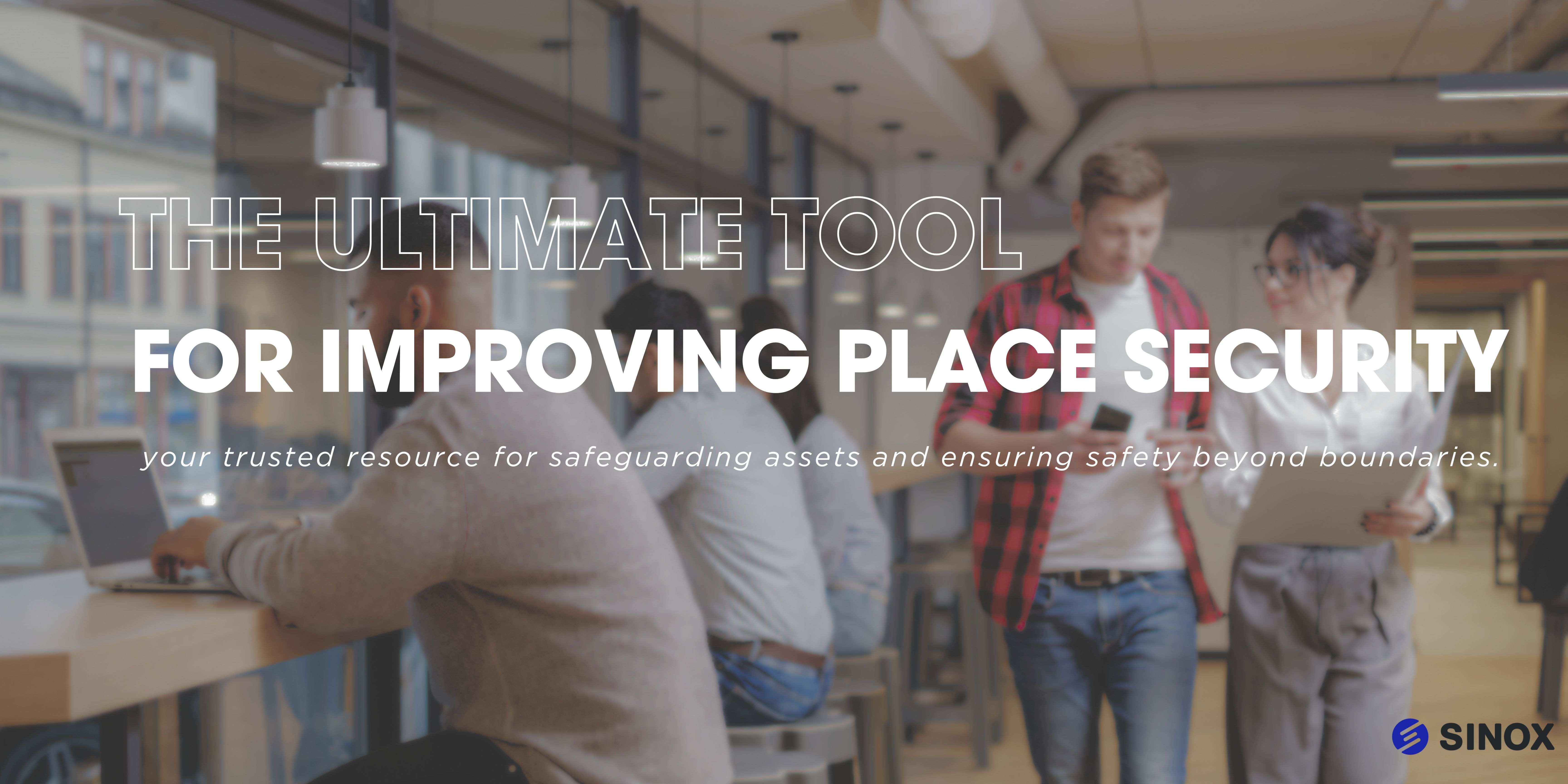 Office workers discussing place security improvements while working in a modern co-working space. Sinox offers ultimate tools for improving security and asset safety in public environments