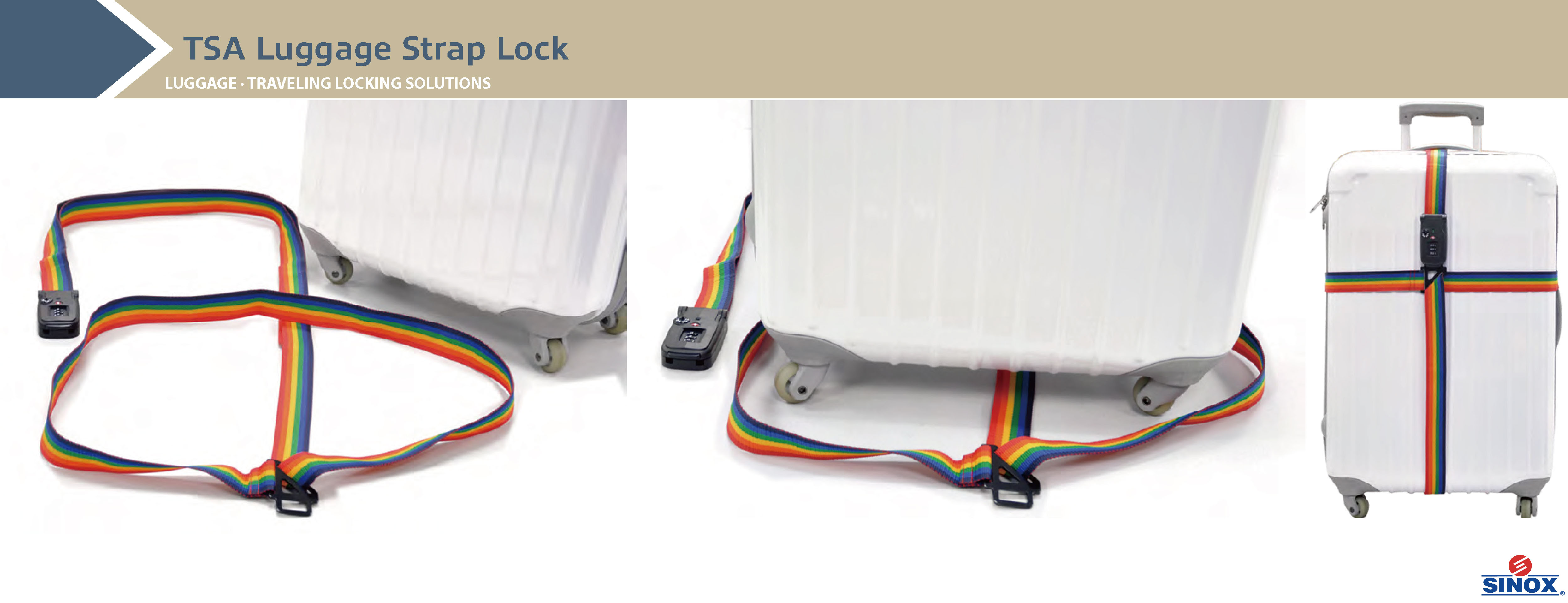 Sinox TSA Approved Luggage Strap Lock Line Sinox TSA Approved Luggage Strap Lock Line