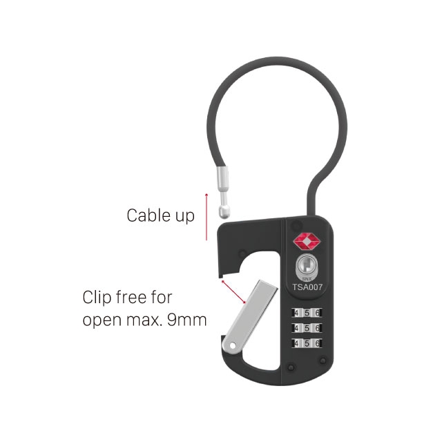 TSA 3 Dial Carabiner Padlock